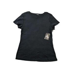NWT Splash Basic Black T-shirt Junior's Cute & Cropped Baby Tee Fits  Large READ